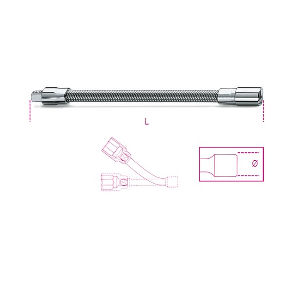 Beta 900FL 1/4 in Drive Flexible universal Extension, 150mm - 009000828