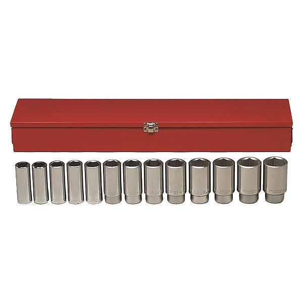 Wright Tool 3/4" Drive Deep Socket Set SAE 13 Pieces 3/4 in to 1 1/2 in , Chrome - 625