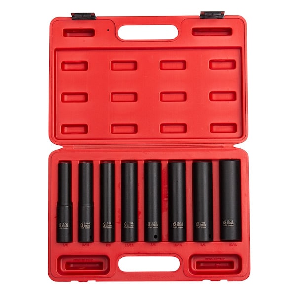 Sunex 8-Piece 1/2 in. Drive 6-Point Extra Deep Fractional SAE Impact Socket Set - 2848