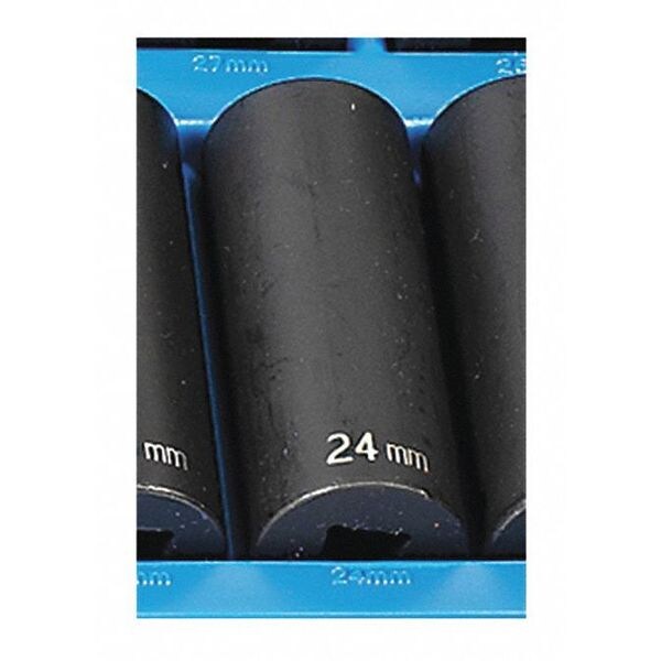 Grey Pneumatic 1/2" Drive Impact Socket Chrome plated, 24mm, 1/2"D, Impact, 12pt., D - 2124MD