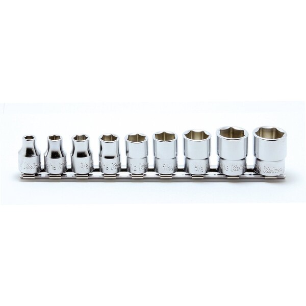 Ko-Ken Socket set 1/4-3/4 12 Point 200mm 9 pieces 3/8 Sq. Drive, RS3405A/9 - RS3405A/9