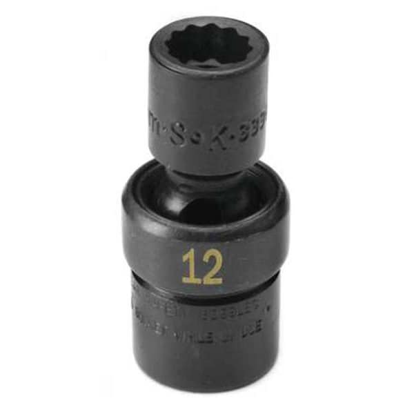 Sk Professional Tools 1/2 in Drive Flex Impact Socket Standard Socket, black oxide, Flex 14mm Size, 3" L - 34364