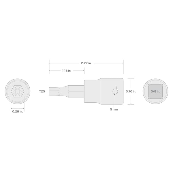Tekton 3/8 Inch Drive x T25 Torx Bit Impact Socket - SIB14225