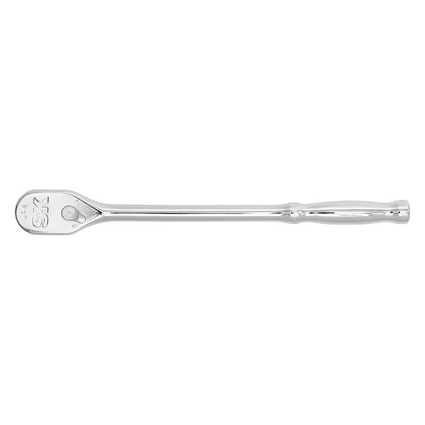 Sk Professional Tools 1/4" Drive 90 Geared Teeth Pear Head Style Hand Ratchet, 8" L, Chrome Finish - 80181