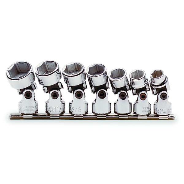 Proto 3/8" Drive Socket Set, SAE, 7pcs, Skt St, Chrm, 12-24 mm, 12Pt - J52100