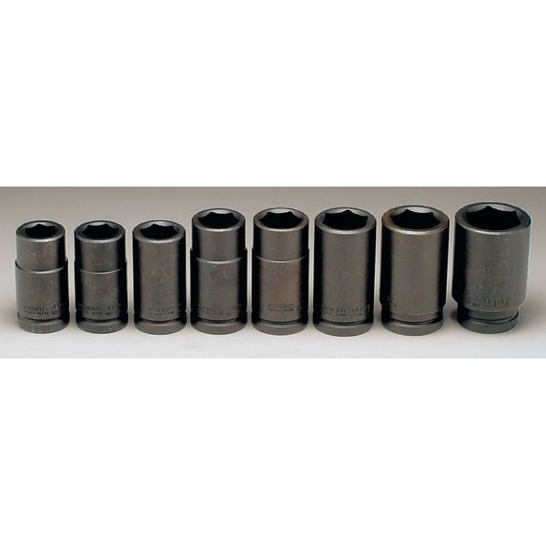 Wright Tool 3/4" Drive Impact Socket Set, SAE, 8pcs, Impct Skt St, Steel, Blk Oxd, 7/8- 1 1/2 in - 608