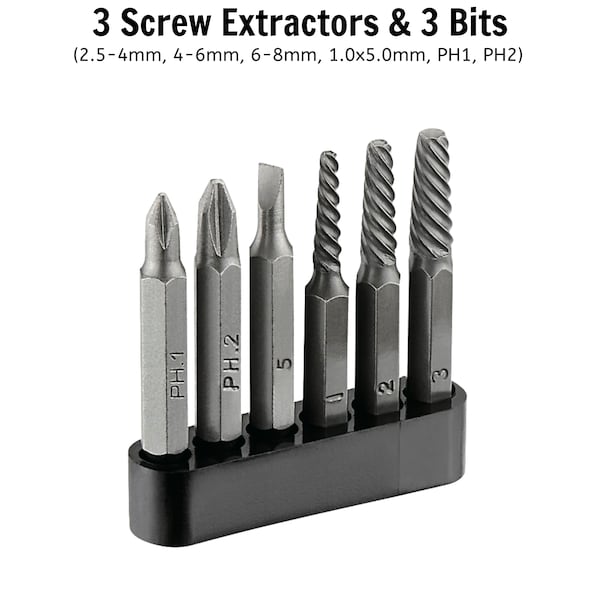 Teng Tools 7pc 1/4" Drive Mini Reversible Manual Hand Impact Driver/Extractor Set - IDSE7