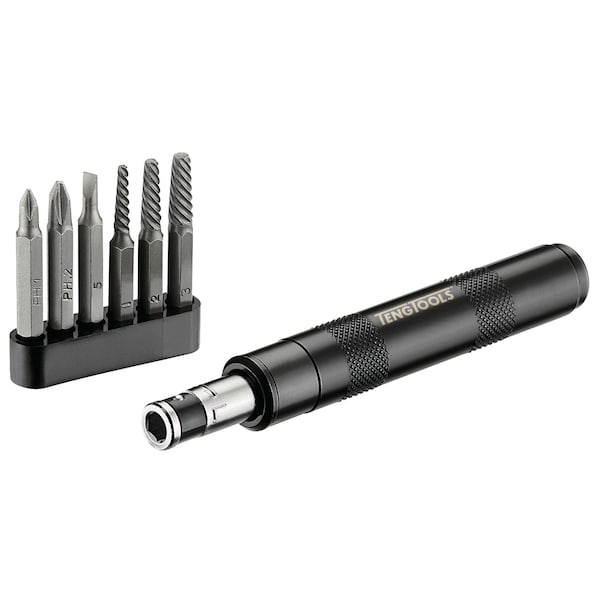 Teng Tools 7pc 1/4" Drive Mini Reversible Manual Hand Impact Driver/Extractor Set - IDSE7
