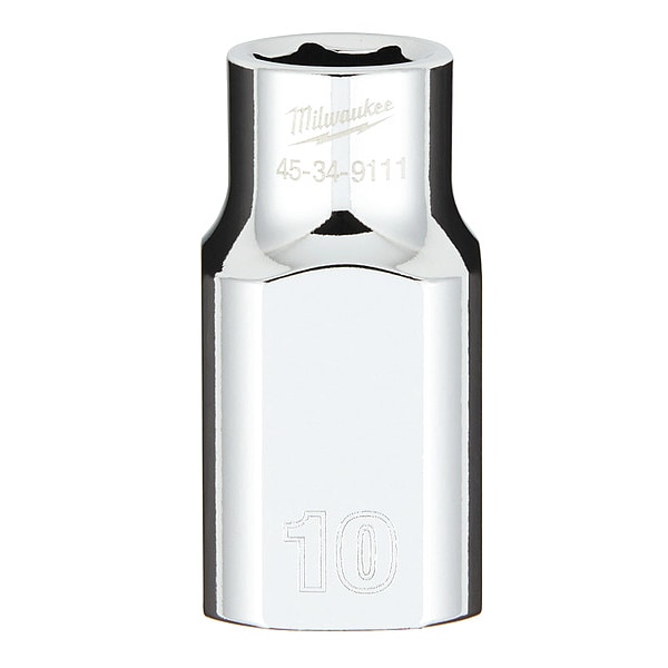 Milwaukee Tool 1/2 in. Drive 10mm Metric 6-Point Socket with FOUR FLAT Sides - 45-34-9111
