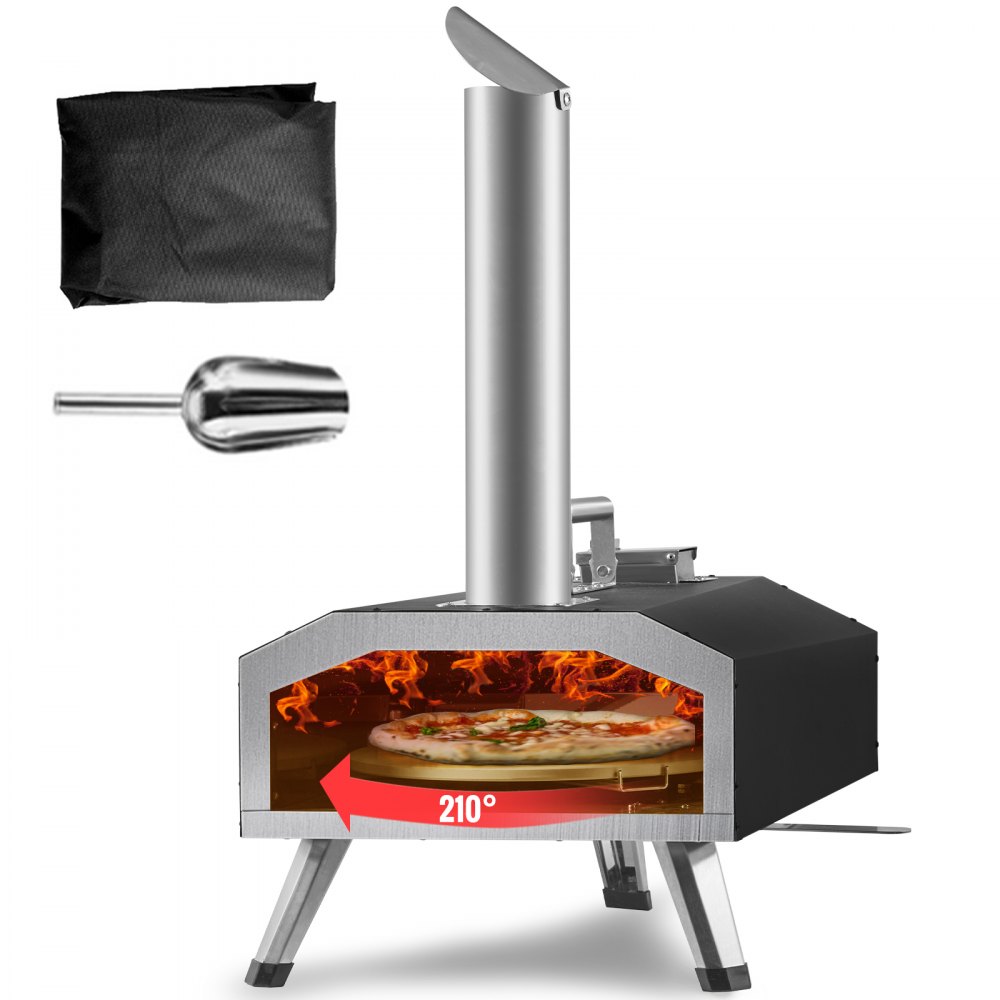 VEVOR Multi-fuel Outdoor Pizza Oven, 12 inch Wood Fired & Gas Pizza Maker with Rotating Pizza Stone, Propane Pellet Dual Fuel Pizza Grill for Backyard, Portable Pizza Ovens for Outside, CSF Certified - BXSPSLYCKLMBR1ERZV0