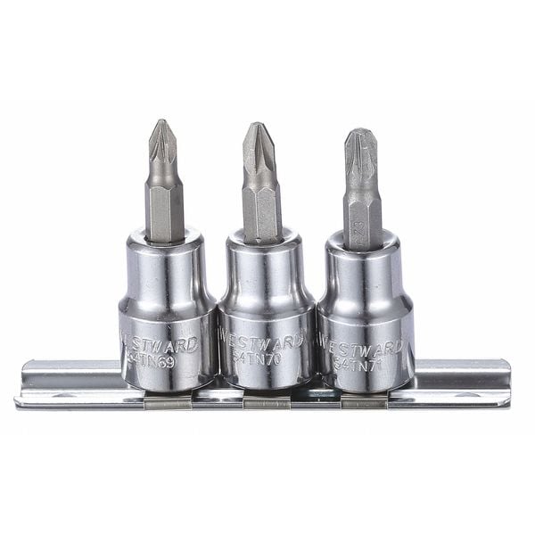 Westward 3/8" Drive Socket Bit Set, SAE, 12 pcs - 54TN89
