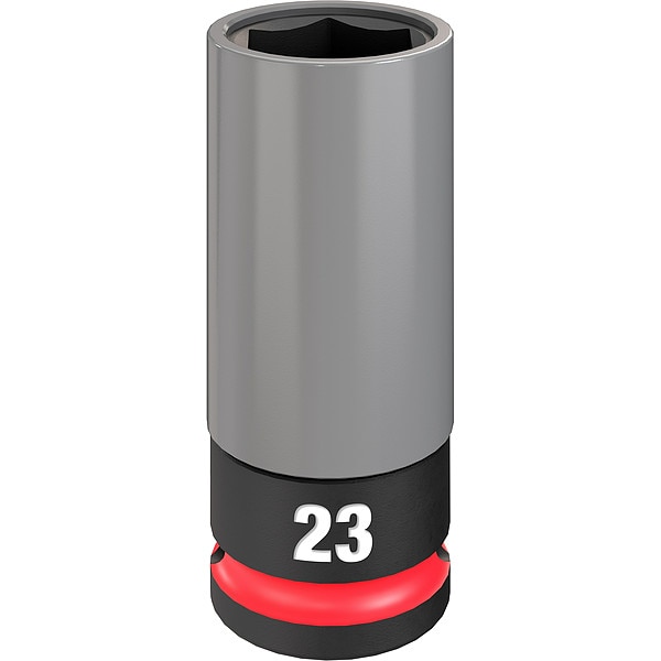 Milwaukee Tool 1/2 in Drive Lug Nut Wheel Socket Deep Socket, Black Phosphate, Lug Nut Wheel Plastic, 23 mm Sz - 49-66-7808