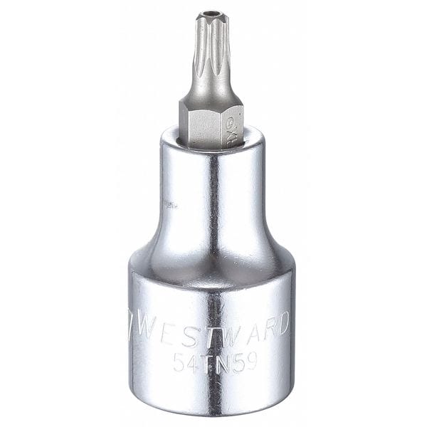 Westward 1/2 in Drive Tamper Resistant Torx(R) Socket Bit SAE T27 Tip, 2 1/4 in L - 54TN59