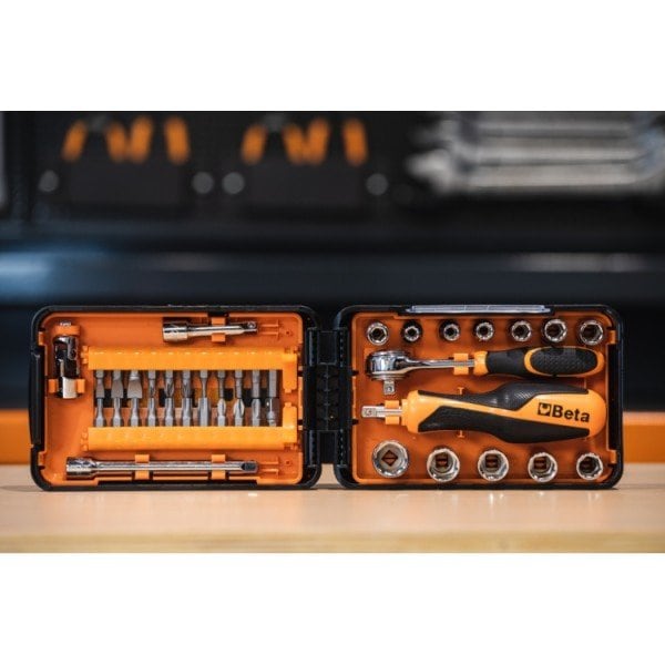 Beta 900/C39N 39 Piece Socket and Bit Set with Case - 11 1/4 in Drive Sockets, 21 Bits, 7 Accessories - 009000947