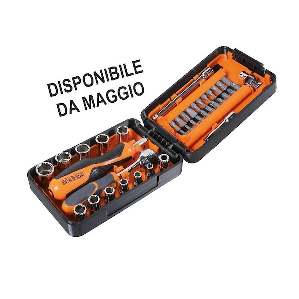 Beta 900/C39N 39 Piece Socket and Bit Set with Case - 11 1/4 in Drive Sockets, 21 Bits, 7 Accessories - 009000947