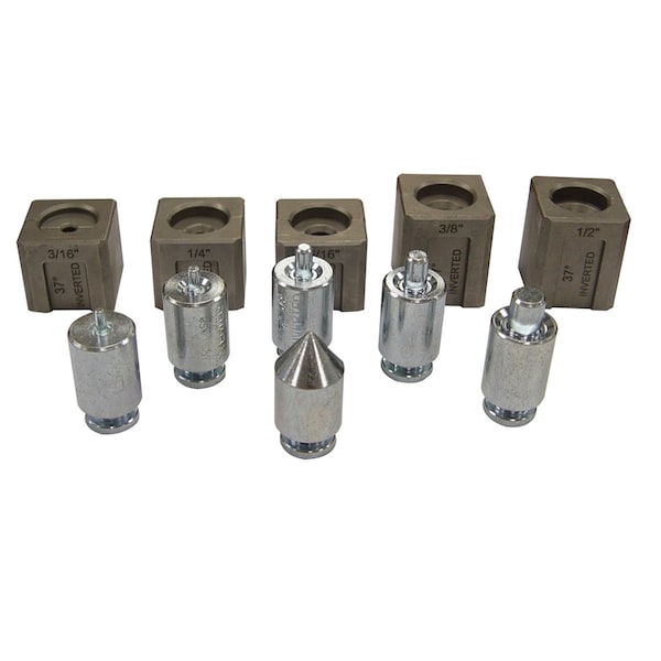 Mastercool 3/16", 1/4", 5/16", 3/8", 1/2" Drive Flare/Double Flaring Adapter Set, 37 Deg, 11 pcs - 71098