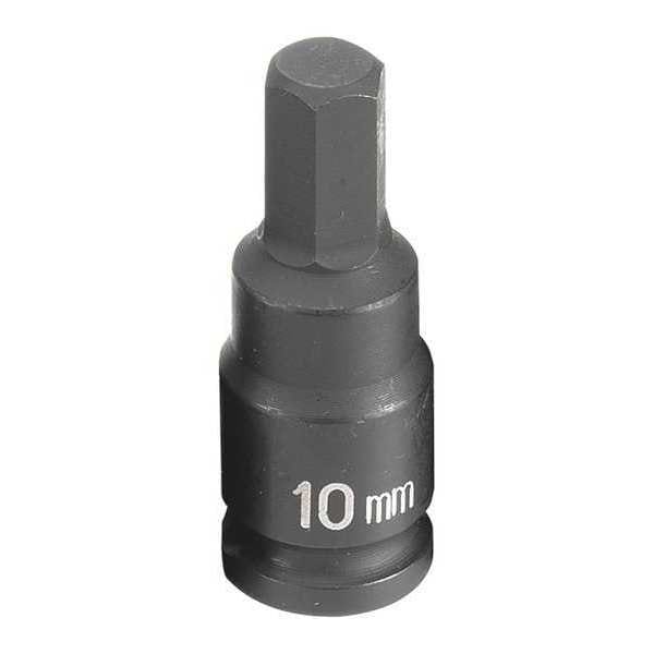 Grey Pneumatic 3/8" Drive Impact Socket Chrome plated, 10mm, 3/8"D, Impact, Hex Male - 1910M