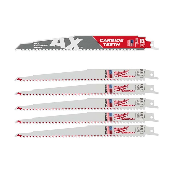 Milwaukee Tool Carbide 5T 9L 1PK, 9" 5T Blades (5PK) - 48-00-5226,48-00-5036
