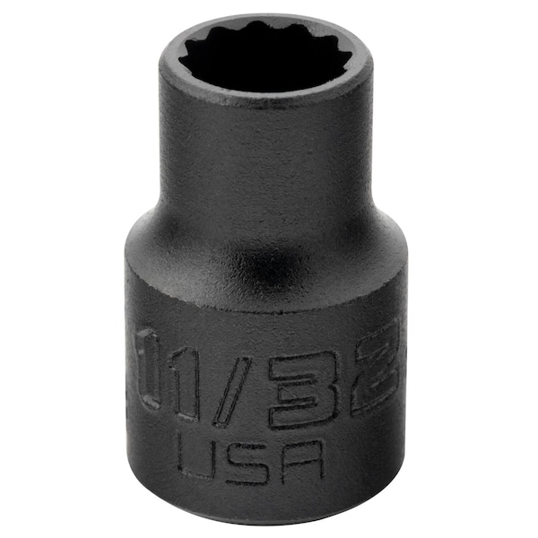 Proto 3/8 in Drive, Triple Square SAE Socket, 12 Points, Steel, Blk Oxd, 11/32 in - J5211B