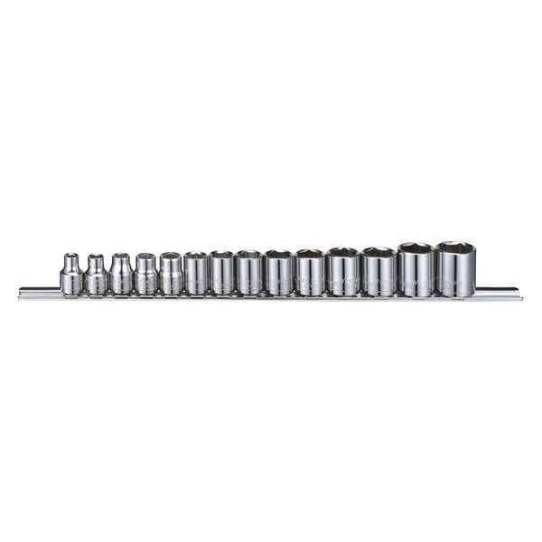 Westward 3/8" Drive Socket Set Metric 14 Pieces 6 mm to 19 mm , Chrome, Skt St, Chrm, 3/8-15/16 in, 6Pt - 53PN45