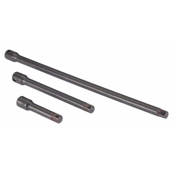 Proto 3/8" Drive Impact Socket Extension Set, SAE, Metric, 3 pcs, Black Oxide, 3 in, 6 in, 12 in L - J7277A