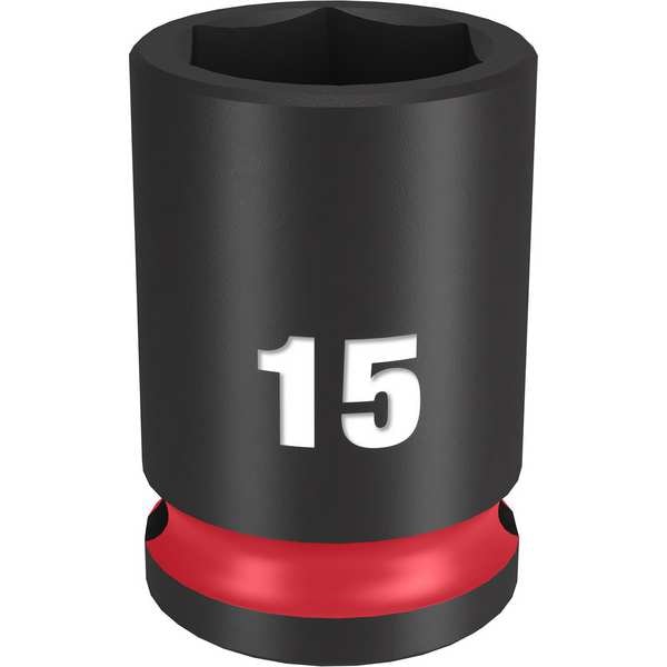 Milwaukee Tool 15mm SHOCKWAVE Impact Duty 3/8 in. Drive Standard 6 Point Impact Socket - 49-66-6139