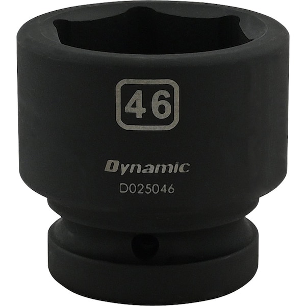 Dynamic 1" Drive Standard Socket, Black Phosphate, Tools 46MM X 1" Drive, 6 Point Standard Length - D025046