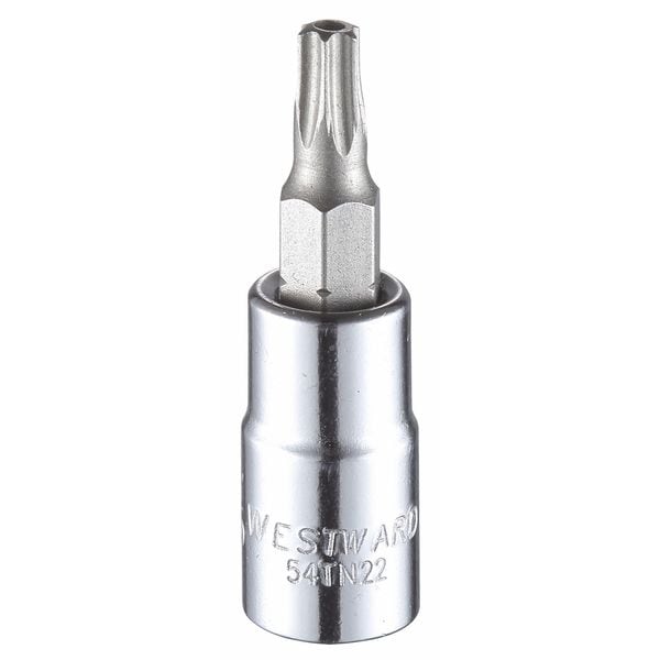 Westward 1/4 in Drive Tamper Resistant Torx(R) Socket Bit SAE T25 Tip, 1 1/2 in L - 54TN22