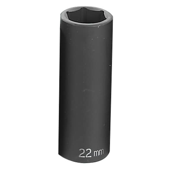 Grey Pneumatic 1/2" Drive, 22mm Size, Metric Socket, 6 Points, 22mm, 1/2"D, Impact, 6pt., D - 2022MD