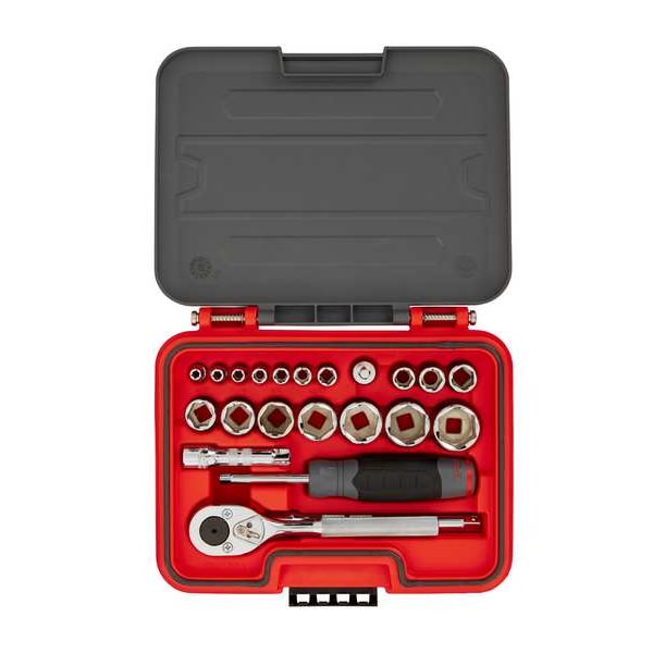 Proto 1/4 in, 3/8 in Drive Socket Set SAE 22 Pieces 3/16 in to 3/8 in , Chrome - J47122S