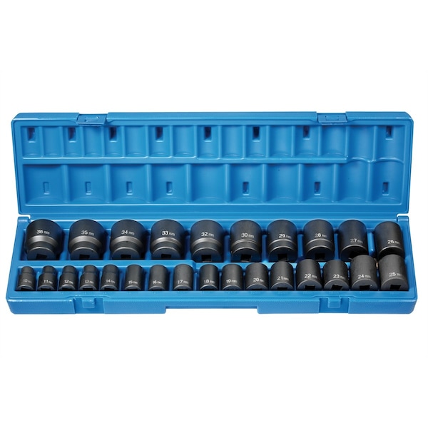 Grey Pneumatic 26 PC 1/2" DR 12 POINT STANDARD LENGTH METRIC SET - 1726M