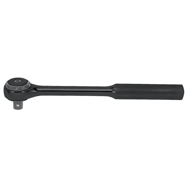 Proto 3/8" Drive 72 Geared Teeth Round Head Style Hand Ratchet, 7-3/8" L, Black Oxide Finish - J5252FBL