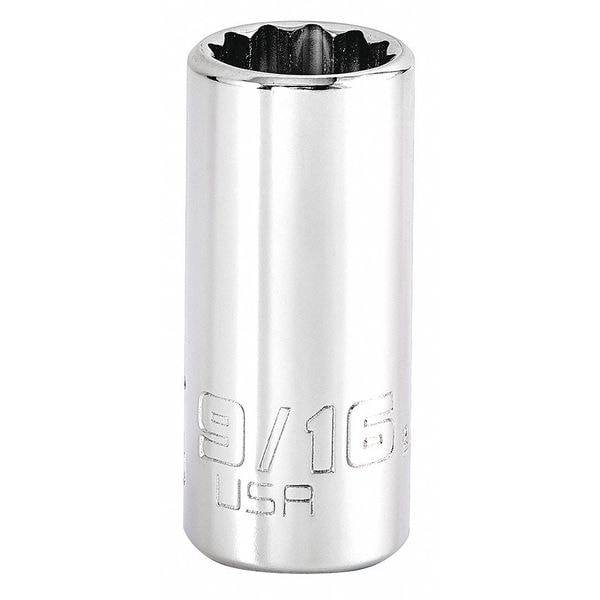 Proto 3/8 in Drive, Triple Square SAE Socket, 12 Points, Steel, Chrome, 9/16 in - J5218N