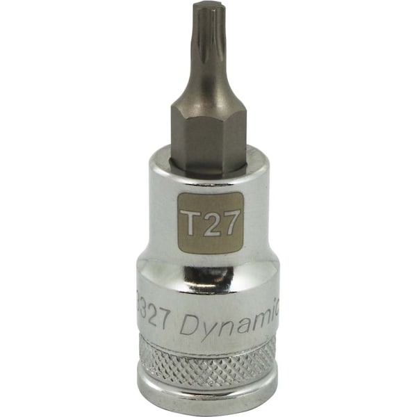 Dynamic Tools 1/2" Drive Torx® Head, T27 Bit Regular Length, Chrome Socket - D013327