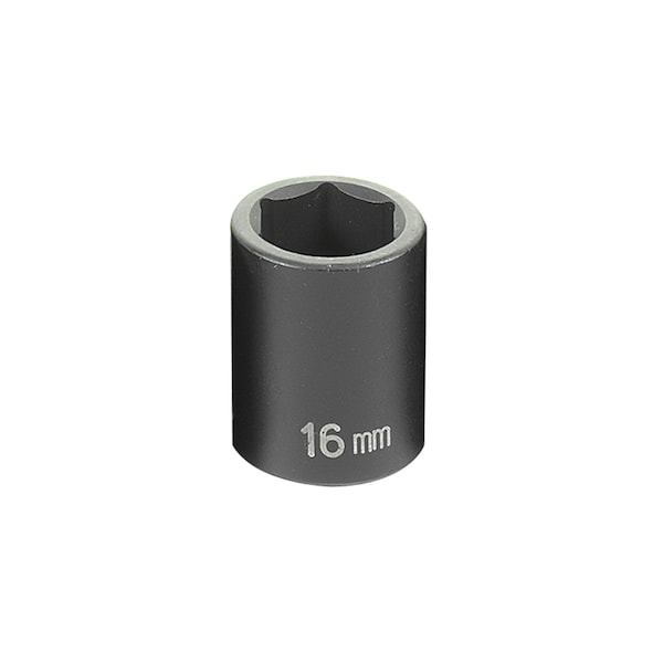 Grey Pneumatic 3/8" Drive, 16mm Size, Metric Socket, 6 Points, 16mm, 3/8"D, Impact, 6pt. - 1016M