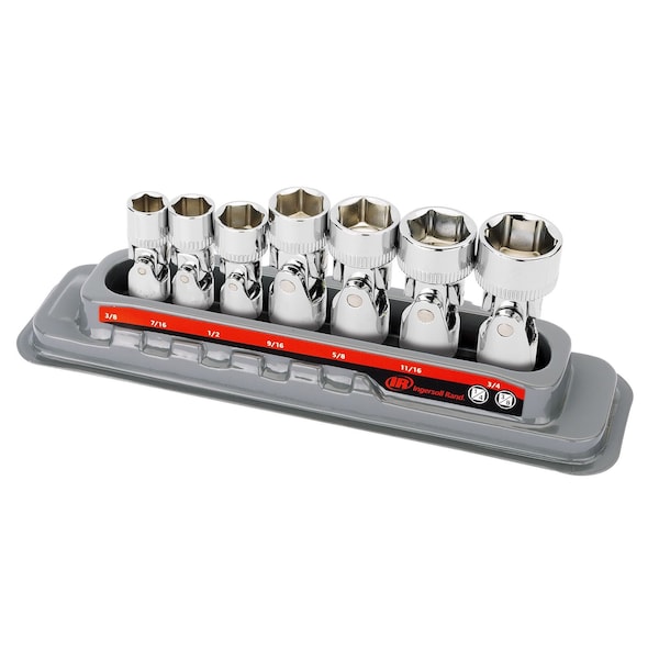 Ingersoll-Rand 7 Piece 6 Pt SAE Universal Joint Socket Set - 752036X