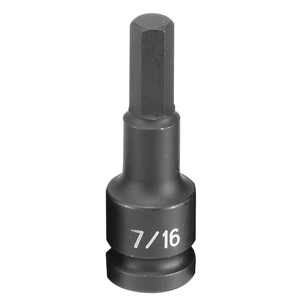Grey Pneumatic 1/2" Drive, 7/16 Size, SAE Socket, 6 Points, 7/16", 1/2"D, Hex - 2914F