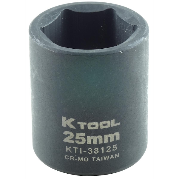 K-Tool International 1/2" Drive Impact Socket black oxide, 6Pnt, 1/2"Dr, 25mm - KTI-38125