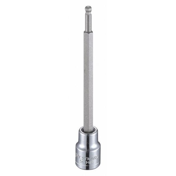 Westward 3/8 in Drive Ball Hex Socket Bit Metric 5 mm Tip, 4 13/16 in L - 54TM69