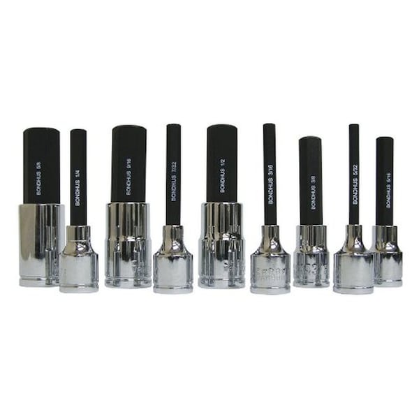 Bondhus 43299 5/32-5/8-Inch 2-Inch Prohold Socket Bits With Sockets, Set Of 9 - 43299