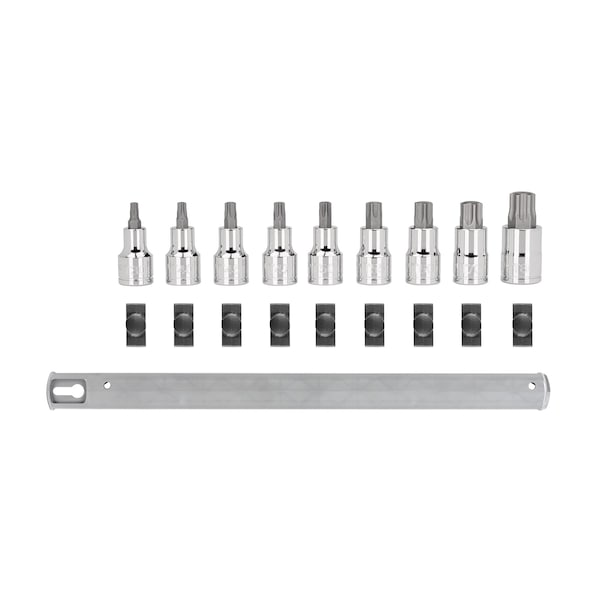 Tekton 1/2 Inch Drive Torx Bit Socket Set with Rail, 9-Piece (T30-T80) - SHB92107