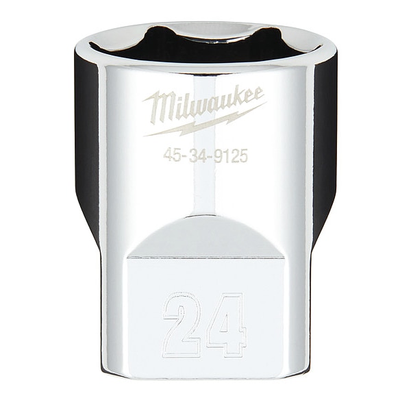 Milwaukee Tool 1/2 in. Drive 24mm Metric 6-Point Socket with FOUR FLAT Sides - 45-34-9125