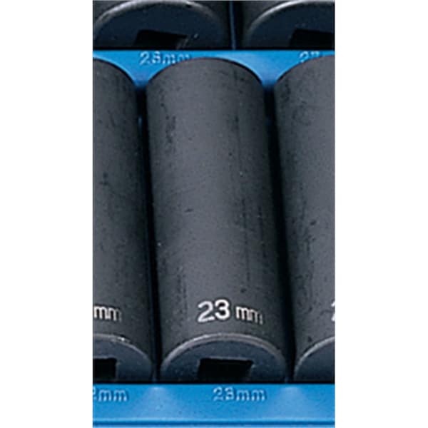 Grey Pneumatic 1/2" Drive, 23mm Size, Metric Socket, 6 Points, 23mm, 1/2"D, Impact, 6pt., D - 2023MD