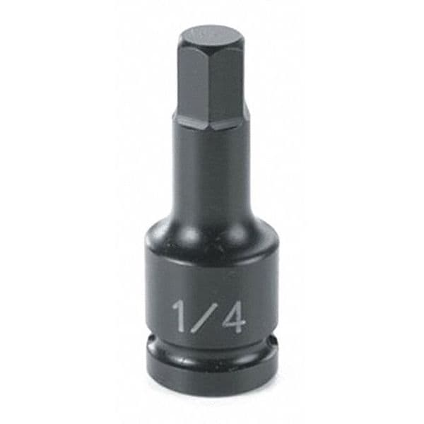 Grey Pneumatic 1/4" Drive Impact Socket Chrome plated, 6mm, 1/4"D, Impact, Hex Male, Blk - 9906M