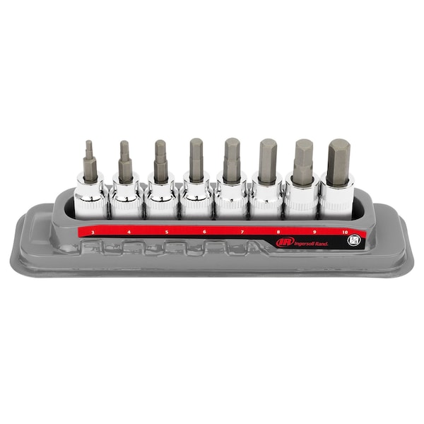 Ingersoll-Rand 8 Piece 3/8 Inch Drive Metric Hex Bit Socket Set - 752027X