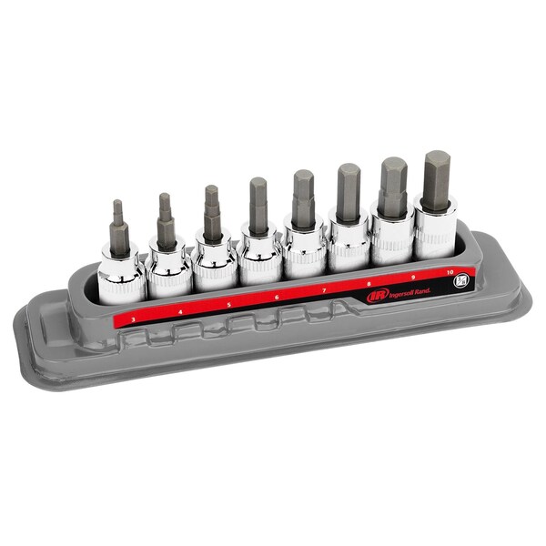Ingersoll-Rand 8 Piece 3/8 Inch Drive Metric Hex Bit Socket Set - 752027X