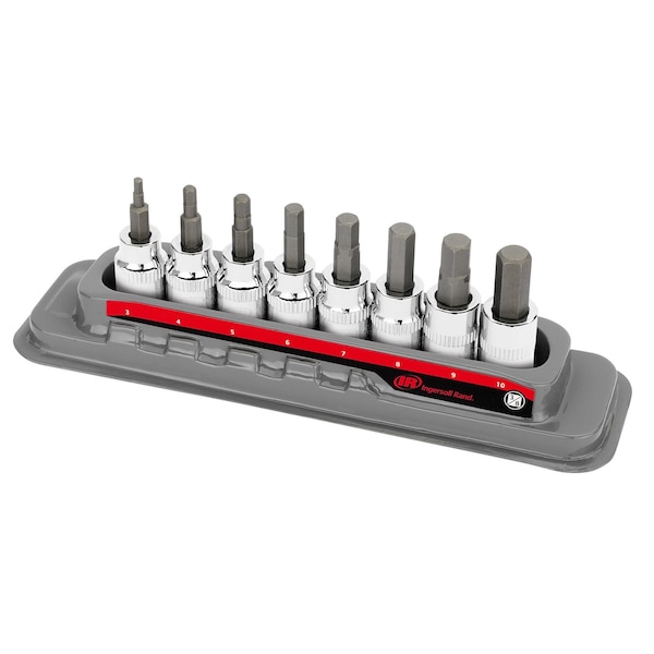 Ingersoll-Rand 8 Piece 3/8 Inch Drive Metric Hex Bit Socket Set - 752027X