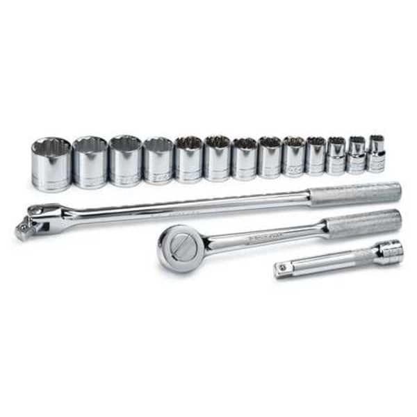 Sk Professional Tools 1/2" Drive Socket Set SAE 16 Pieces 7/16 in to 1 1/4 in , Chrome - 4116