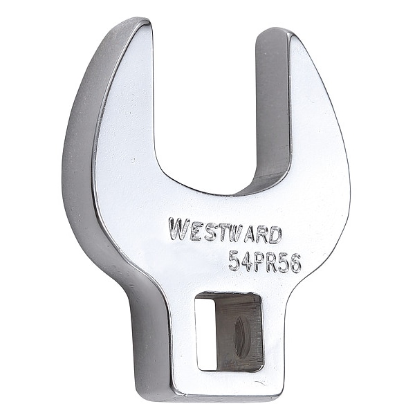Westward 3/8" Drive, Metric 20mm Crowfoot Socket Wrench, Open End Head, Chrome Finish - 54PR56