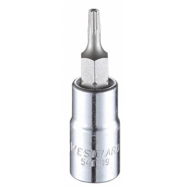 Westward 1/4 in Drive Tamper Resistant Torx(R) Socket Bit SAE T10 Tip, 1 1/2 in L - 54TN19